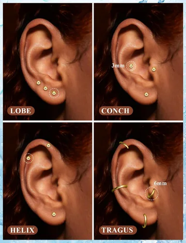 Vista 5 de Aretes de nariz de acero quirúrgico 316L, 20G, 18G y 16G, sin rosca, aretes de lóbulo para cartílago, cartílago, oreja, labio, piercing para mujeres