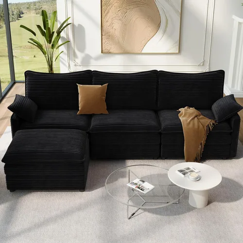 Vista 81 de Vesgantti Sofá modular de 108 pulgadas, cómodo sofá de nube con asiento profundo otomano movible, sofá modular en forma de L, sofás seccionales