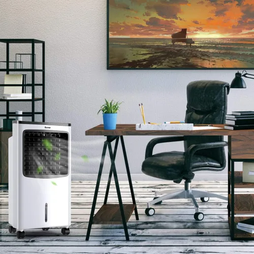 Vista 3 de COSTWAY Enfriador evaporativo, ventilador de refrigeración portátil con control remoto, 3 modos, función de temporizador de 3 velocidades y 7.5