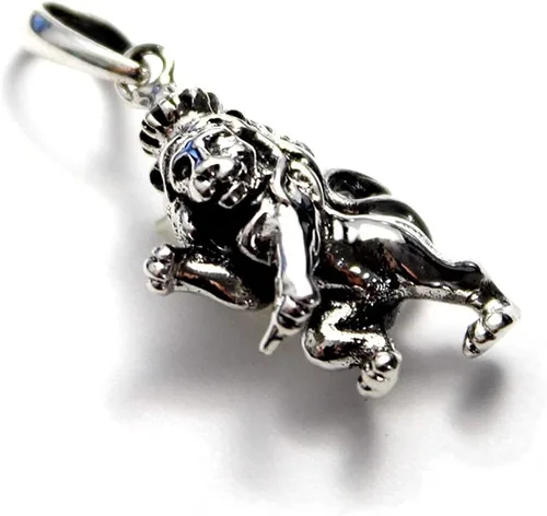 Vista 3 de Colgante de plata de ley 925 con diseño de animales de león etíopes africanos Rasta