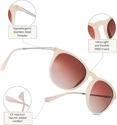 Vista 3 de NVEA Gafas de sol redondas vintage polarizadas para mujer protección UV400 estilo retro clásico