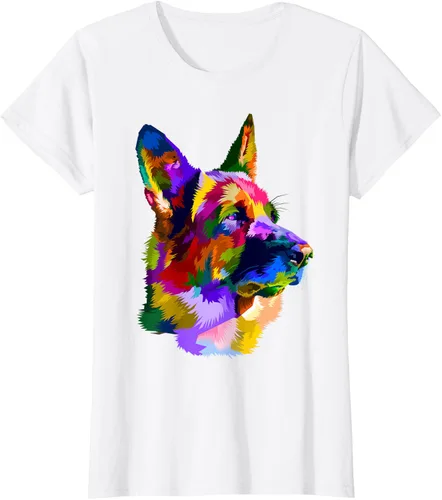 Vista 19 de Camiseta con retrato de pastor alemán para dueños de perros, Negro, S