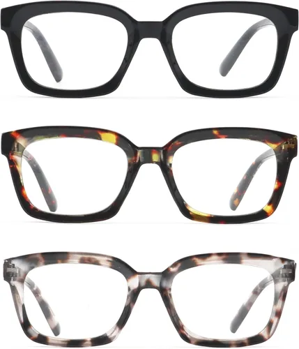 Vista 8 de Oprah Style - Lentes de lectura para hombres y mujeres, cuadrados, con bloqueo de luz azul, lector de computadora 3 Mezcla