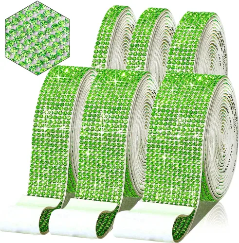 Vista 13 de 6 rollos de cinta de diamantes de imitación autoadhesiva con diamantes de imitación de 0.079 pulgadas (0.079 in) para manualidades, decoración de AB