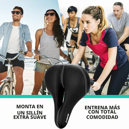 Vista 7 de DAWAY Asiento de bicicleta cómodo para hombres y mujeres - Asiento de bicicleta acolchado con espuma viscoelástica suave, repuesto de sillín