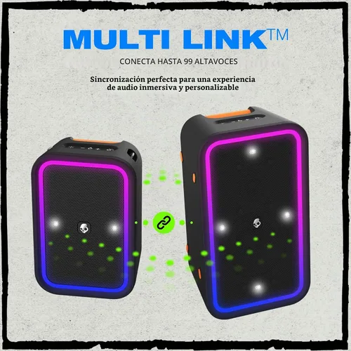 Vista 7 de Skullcandy Stomp XL Altavoz Bluetooth - Altavoz portátil inalámbrico impermeable IPX7, con espectáculo de luz LED y modos estroboscópico, batería
