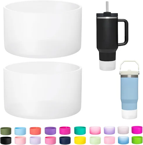 Vista 15 de Paquete de 2 botas de silicona para Stanley Cup de 30 oz y 40 onzas, protector inferior antideslizante y reductor de ruido, cubierta base de vaso