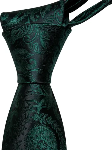 Vista 27 de Barry.Wang - Juego de corbata de seda para hombre, diseño de cachemira, pañuelo y gemelos de bolsillo