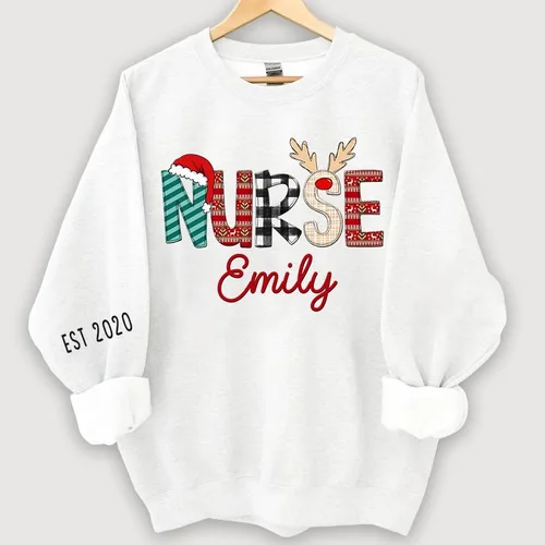 Vista 6 de Camisas personalizadas para enfermera, sudaderas de enfermera, sudadera de enfermera de Navidad, sudaderas de enfermera para mujer