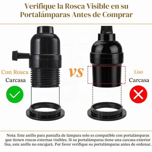 Vista 5 de DiCUNO Anillos de pantalla de lámpara E26, anillo de enchufe de luz negra, reemplazo de zócalo de bloqueo para soporte de lámpara roscado de base