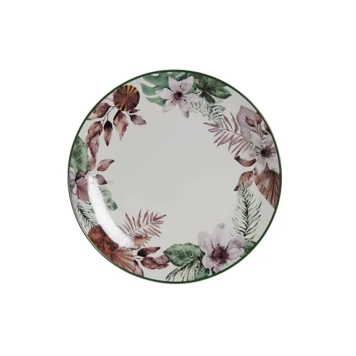 Vista 2 de Plato Llano DKD Home Decor Flores Porcelana (27 x 27 x 2 cm)