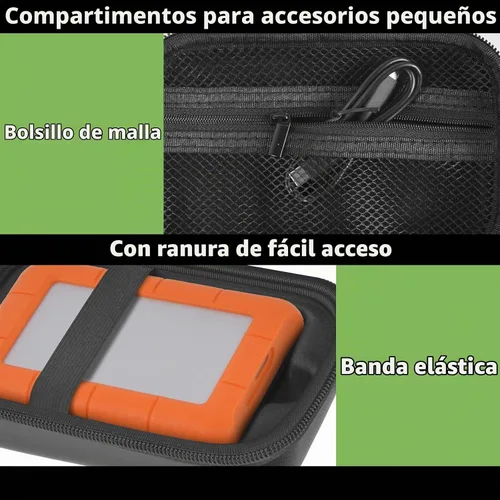 Vista 3 de Funda para disco duro externo LaCie Rugged Mini 1TB/2TB/4TB/5TB/Thunderbolt Negro