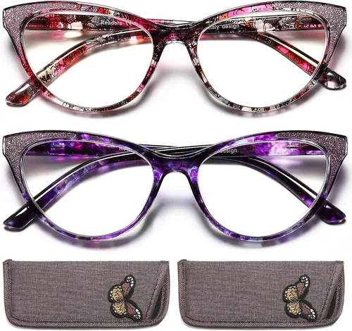 Vista 10 de Gafas de lectura de ojo de gato para mujer, anteojos, lectores de luz azul para mujer, gafas de computadora, gafas de sol, marco de brillo elegante