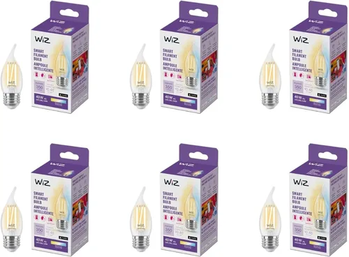 Vista 8 de WiZ Clear BA11 - Bombilla LED inteligente en forma de vela de 40 W de filamento blanco sintonizable, paquete de 1, E26, para interiores, se conecta
