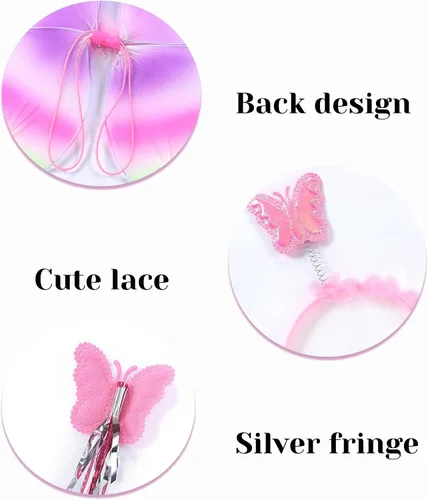 Vista 5 de Seawhisper Princess Girls Dress Up Trunk Clothes for Kids Toddler Pretend Play Ladybug Bee Butterfly Costume Accessories