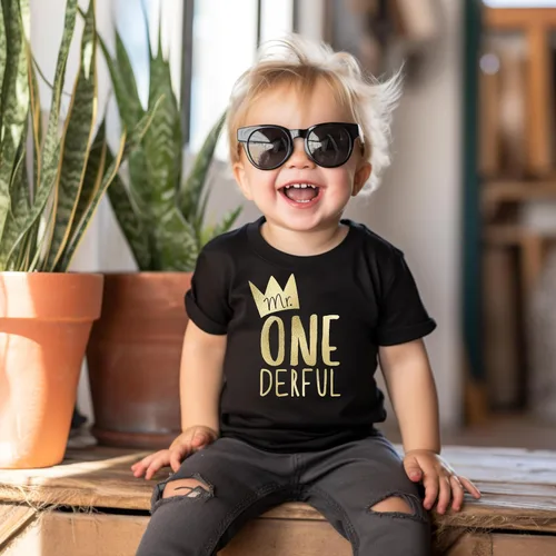 Vista 7 de Mr One-Derful - Camiseta de béisbol para niño de primer cumpleaños