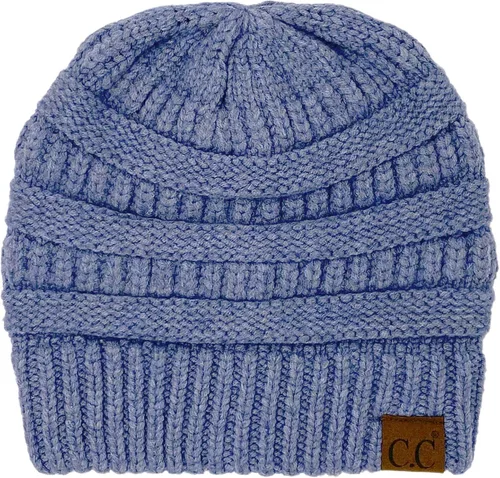 Vista 27 de CC Classic Winter Fall Trendy Chunky Stretchy Cable Knit Beanie Hat 2 tonos púrpura/azul marino