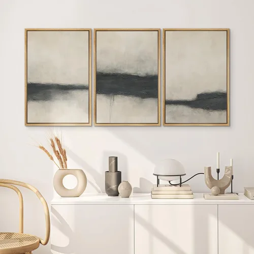 Vista 315 de SIGNWIN Lienzo enmarcado para pared, juego de arte pastel con cadena montañosa, bosque, niebla, naturaleza silvestre, ilustraciones modernas, arte