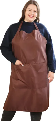 Vista 15 de Delantales de talla grande para mujer, con bolsillos, duradero, largo, ajustable, babero para cocina