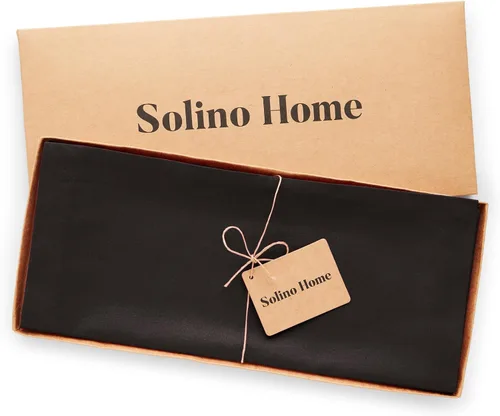 Vista 4 de Solino Home Camino de mesa de lino y algodón negro de 72 pulgadas de largo, elegante camino de mesa de comedor lavable a máquina, 14 x 72 pulgadas