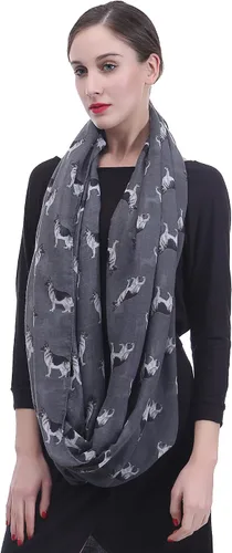 Vista 3 de Lina & Lily Bufanda ligera con estampado de perro pastor alemán, regalo para los amantes de los perros