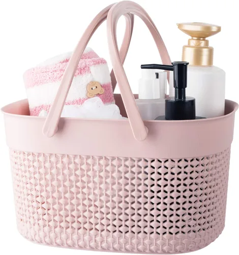 Vista 11 de rejomiik - Cesta portátil para ducha, organizador de plástico con asas, bolsa de aseo para baño, artículos esenciales para dormitorio universitario