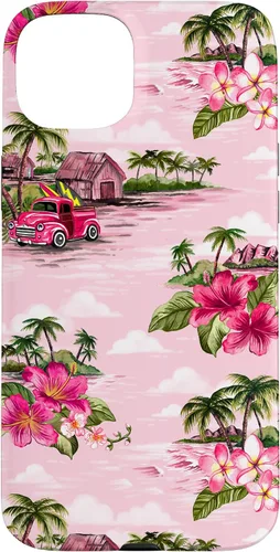 Vista 7 de Funda para iPhone 11 Tropical Hibiscus Island Palm Tree Rockabilly Surfer Beach