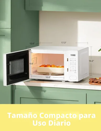 Vista 4 de COMFEE CMO-C20M1WH - Microondas retro con 11 niveles de potencia, cocción rápida de varias etapas, función de reinicio de tocadiscos, temporizador