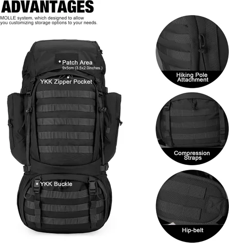 Vista 3 de Mardingtop Mochila de senderismo de 60L + bolsa de hidratación de 2.5 litros