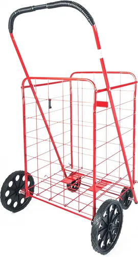 Vista 4 de Carrito de compras plegable, Acero, Rojo, L