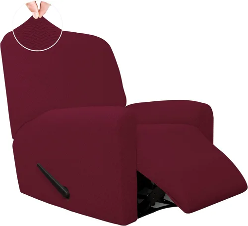 Vista 43 de Easy-Going Funda de sofá reclinable de jacquard elástico, suave de 4 piezas, con lazo elástico, protector de muebles lavable para niños, mascotas