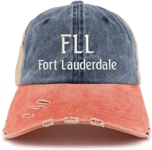 Vista 8 de Trendy Apparel Shop FLL Fort Lauderdale - Gorra de malla bordada con diseño de camionero deshilachado Marrón