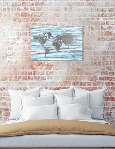 Vista 3 de The Oliver Gal Artist Co. Mapamundi Eclectic' Home Décor, 45" x 30", gris, púrpura
