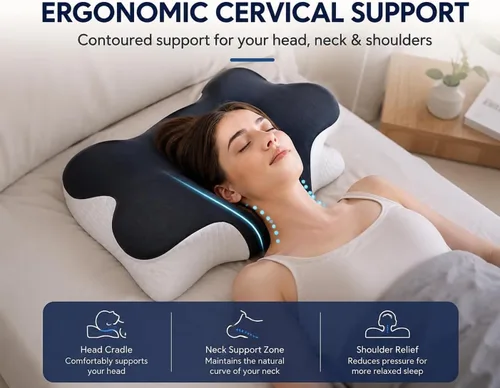 Vista 2 de Almohada cervical para el cuello para aliviar el dolor, almohada de espuma