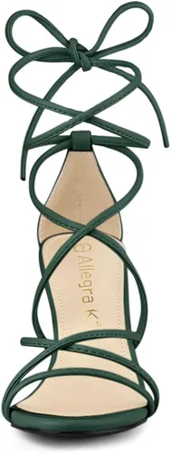 Vista 3 de Allegra K - Sandalias de tacón grueso con tiras delgadas para mujer