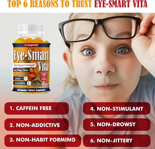 Vista 6 de BrightKids Eye Smart-Vita - Gomitas de luteína y zeaxantina para niños, deliciosas vitaminas oculares con luteína, productos para el cuidado
