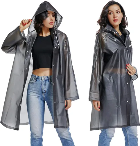 Vista 2 de UNIQUEBELLA EVA Raincoat Waterproof Rain Poncho Reusable Unisex for Women Long Rain Cape