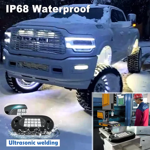Vista 3 de YiLaie Luces LED RGB, 60 LED de alto brillo, kit de luz de neón multifunción impermeable para coche con control de aplicación/RF, luces de roca