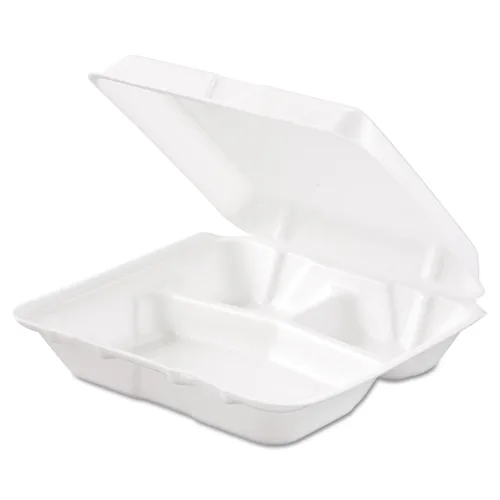 Vista 3 de Dart 80HT3R Sm 3 Comp - Contenedor de espuma con bisagras, 8 pulgadas (caja de 200)