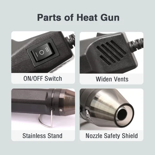 Vista 4 de LDK Mini pistola de calor, 4.9 pies, 300 W, doble temperatura, 392 ℉ y 662 ℉ pistola de aire caliente para envoltura retráctil, resina epoxi