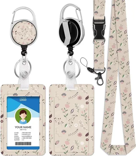 Vista 30 de Cordones azul bebé para llaves Portador de Insignias, Carrete de Insignias Retráctil con Clip de Mosquetón y Cordón Desmontable, Linda Tarjeta