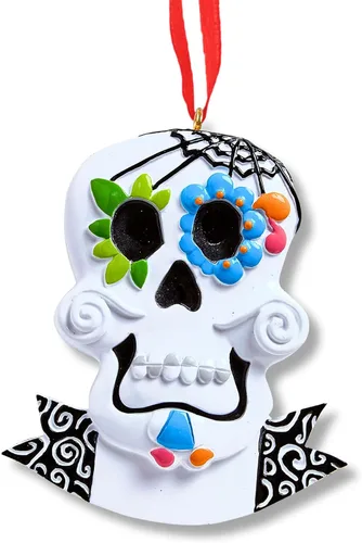 Vista 2 de Ornaments by Elves - Adorno personalizado de calavera de México, adorno de Navidad, decoración de esqueleto tradicional mexicano, máscaras