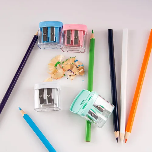 Vista 8 de Golcellia 4 sacapuntas pequeños manuales para niños, coloreados, sacapuntas de mano, aula
