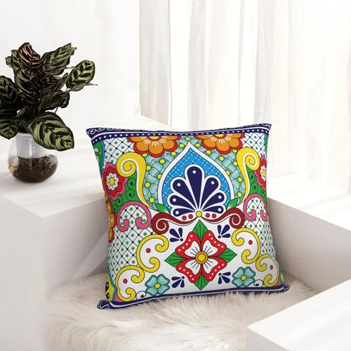 Vista 6 de Betray Time Fundas de almohada con patrón de talavera mexicana, fundas de almohada decorativas de 18 x 18 pulgadas, para decoración de sofá