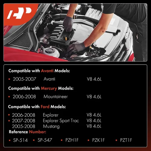 Vista 2 de A-Premium Bujía de iridio doble compatible con Ford Explorer 2006-2008, Explorer Sport Trac 2007-2008, Mustang 2005-2008 y Mercury Mountaineer