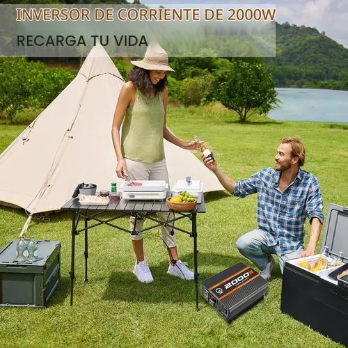 Vista 4 de Inversor de corriente para automóvil de 2000 vatios, 12 V a 110 V/120 V, inversor para automóvil, camión, semirremolque, vehículos, camping, con 1