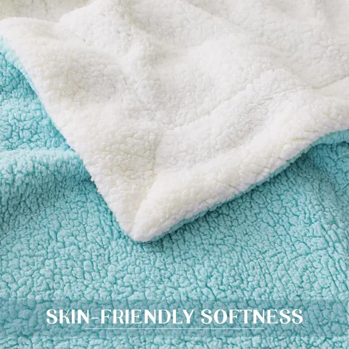 Vista 7 de Exclusivo Mezcla Manta reversible Sherpa para sofá, manta de forro polar gruesa y cálida para invierno, suave felpa esponjosa, 50 x 60 pulgadas