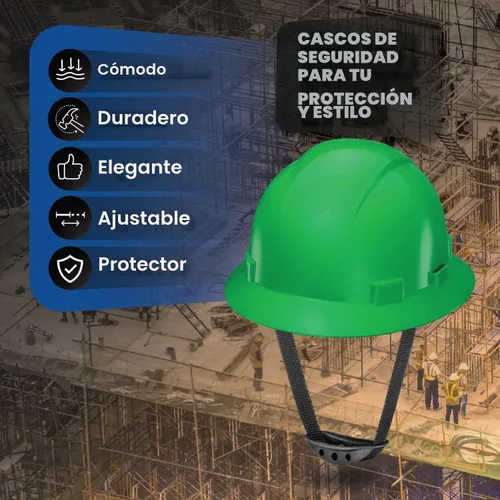 Vista 2 de Casco duro OSHA de ala completa ventilado de color sólido con suspensión de 6 puntos Verde