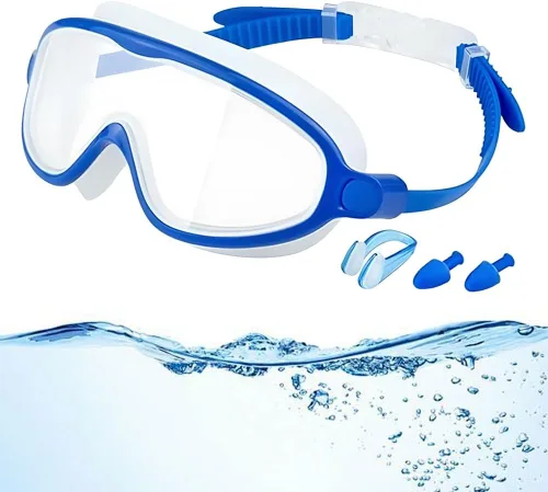 Vista 6 de Gafas de natación de marco grande impermeables y antivaho para niños, gafas de natación de visión amplia de verano 2025 para niños y niñas