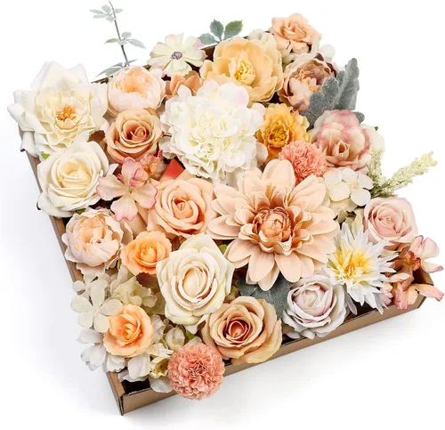 Vista 12 de Serra Flora Caja Combo de Flores Artificiales para Ramos de Boda DIY, Centros de Mesa, Arreglos, Despedida de Soltera, Fiesta, Decoraciones
